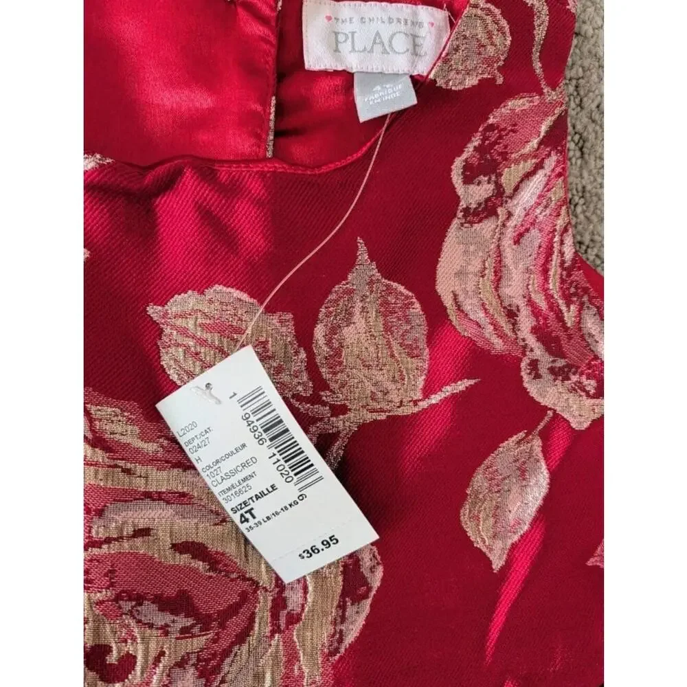 Children’s Place Girls Size 4t Mommy And Me Metallic Rose Jacquard Dress